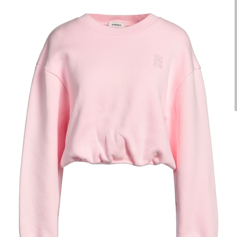 Sandro Paris 'Jiya' Light Pink Cropped Sweatshirt - Picture 7 of 12